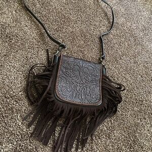 NWOT Montana West Brown Leather Fringe Crossbody